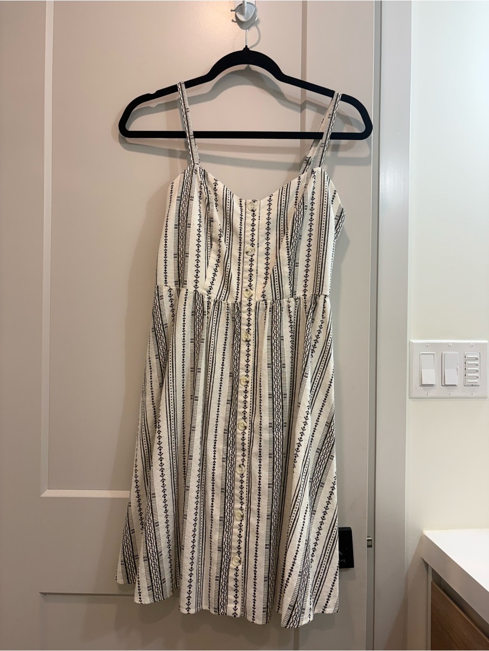 NWT Old Navy White and Black Striped Spaghetti Strap Dress